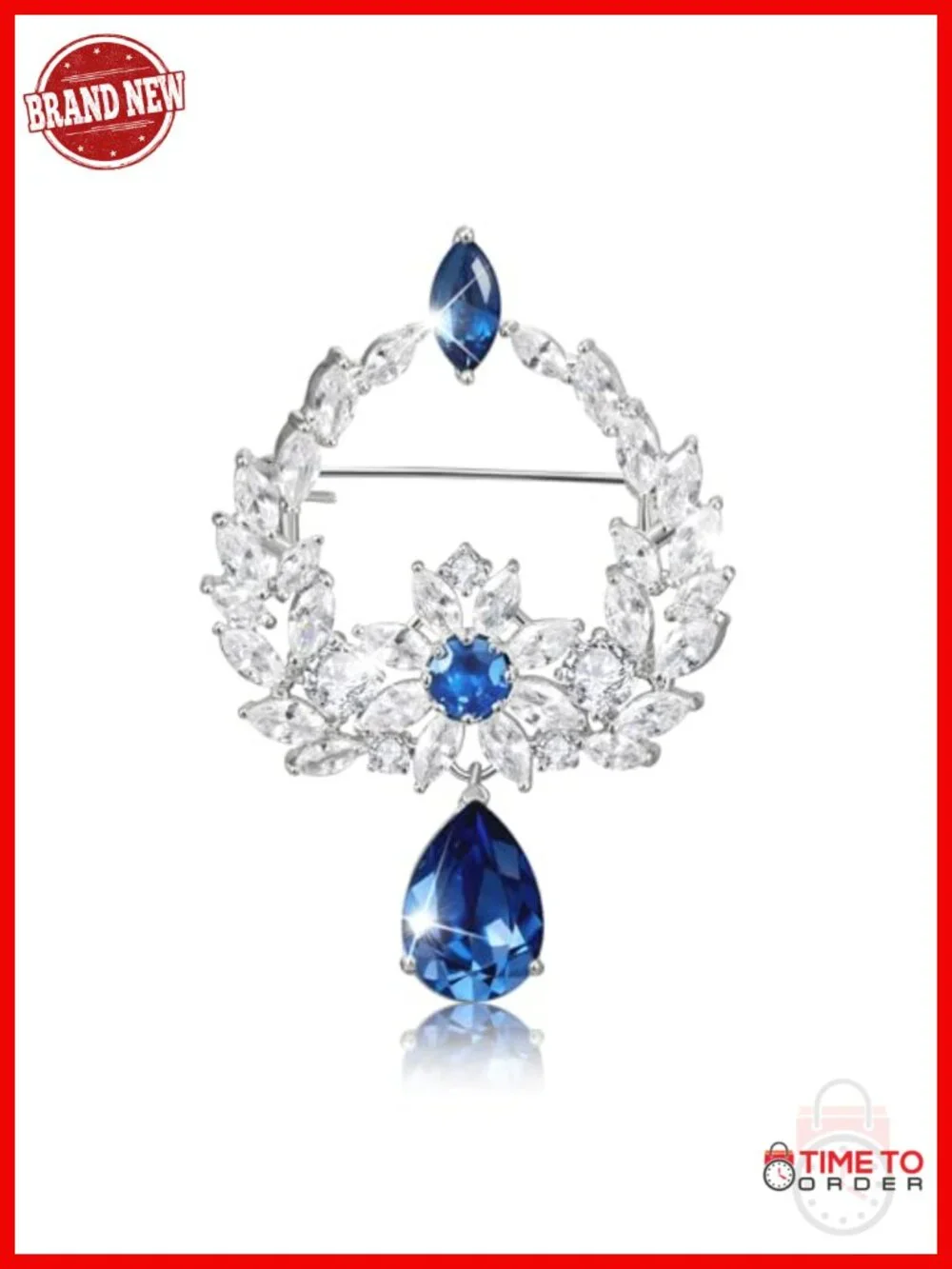 Elegant Crystal Brooch with 18K Gold Plating, Floral Leaf Design, Statement Pin